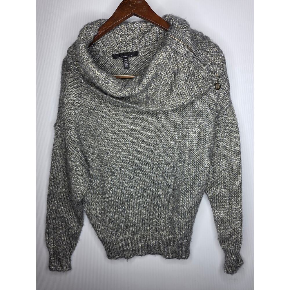 White House Black Market Grey Metallic Cowl Neck Sweater Size MP wool blend